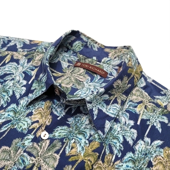 Tori Richard Hawaiian Shirt Large Floral Palm Short Sleeve 100% Cotton Lawn. - Picture 1 of 14